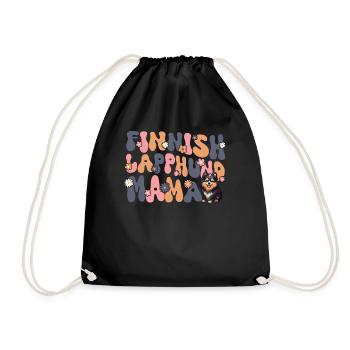 Finnish Lapphund Groovy Lapphund Mom - Drawstring Bag - black - Front