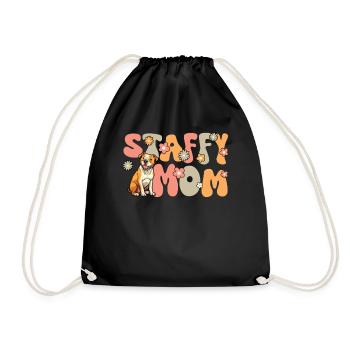 American Staffordshire Terrier Groovy Staffy Mom - Drawstring Bag - black - Front