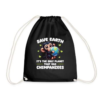 Ist der einzige Planet mit Schimpansen Earth Day - Turnbeutel - Schwarz - Vorne