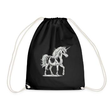 Unicorns, Unicorn, Mythical Animals, Fairy Tale Character - Drawstring Bag - black - Front