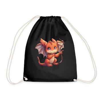 Amor Drache Valentinstag Liebe - Turnbeutel - Schwarz - Vorne