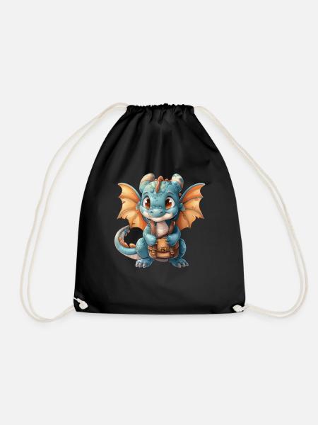Drache Schulranzen Drache Kinder Niedlich - Turnbeutel - Schwarz