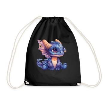 Dragon Butterfly Kawaii Dragon Kids - Drawstring Bag - black - Front