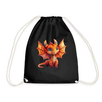 Origami Dragon Kawaii Dragon Kids - Drawstring Bag - black - Front