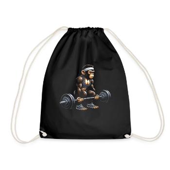 Gym Tshirt Funny Fitness Workout Gym - Drawstring Bag - black - Front