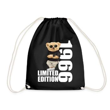 Limited Edition 1966 Bär Bären Geburtstag 1966 - Turnbeutel - Schwarz - Vorne