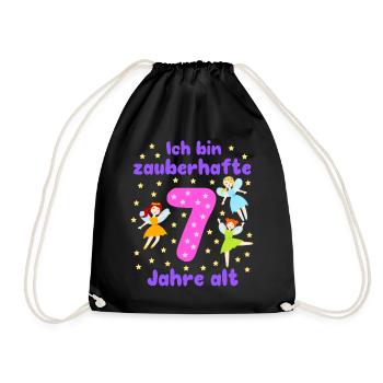 7. Geburtstag Feen Magie Fantasie Mädchen 7 Jahre - Turnbeutel - Schwarz - Vorne