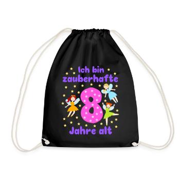 8. Geburtstag Feen Magie Fantasie Mädchen 8 Jahre - Turnbeutel - Schwarz - Vorne