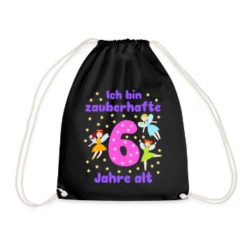6ème anniversaire fille fées fantaisie magique 6 ans - Sac de sport léger - noir - Devant