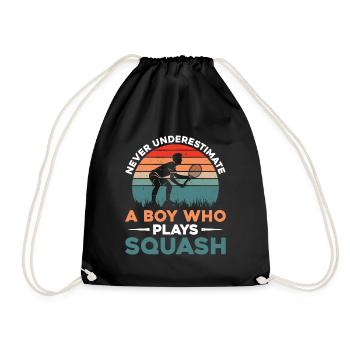 Never underestimate a boy who plays squash - Squas - Turnbeutel - Schwarz - Vorne