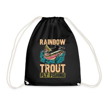 Trout Fishing Rainbow Trout Fly Fishing Tournament - Drawstring Bag - black - Front