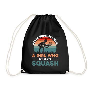 Ne sous-estimez jamais une fille qui joue au squash - Sac de sport léger - noir - Devant