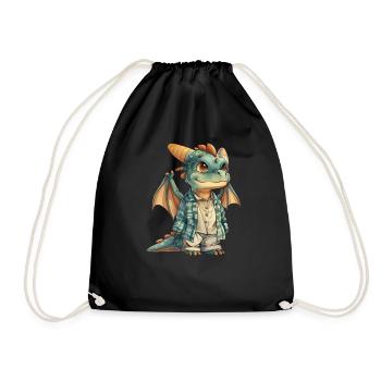 Dragon Pajamas Kawaii Dragon Kids - Drawstring Bag - black - Front