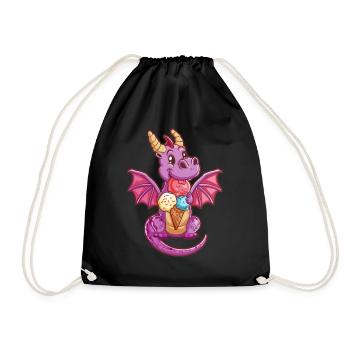 Dragon Ice Cream Kawaii Dragon Kids - Drawstring Bag - black - Front