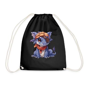 Dragon Pirate Kawaii Dragon Kids - Drawstring Bag - black - Front