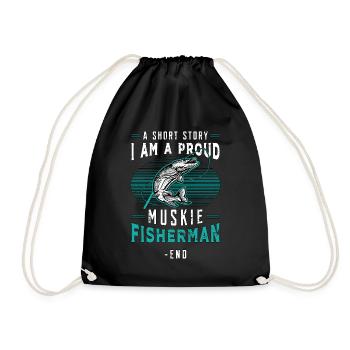 Muskie Fisherman A Short Story I Am Fishing Lover - Turnbeutel - Schwarz - Vorne
