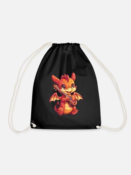 Drache Ukulele Kawaii Drache Kinder - Turnbeutel - Schwarz