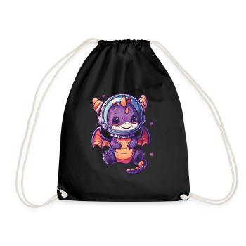 Dragon Astronaut Kawaii Dragon Kids - Drawstring Bag - black - Front