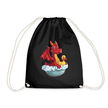 Dragon Bubble Bath Kawaii Dragon Kids - Drawstring Bag - black - Front