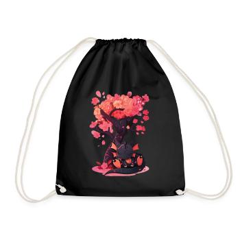 Drache Japanischer Sakura Baum Niedlich - Turnbeutel - Schwarz - Vorne