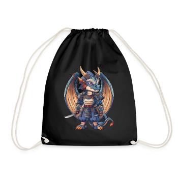 Drache Samurai Japanischer Drache Kinder - Turnbeutel - Schwarz - Vorne