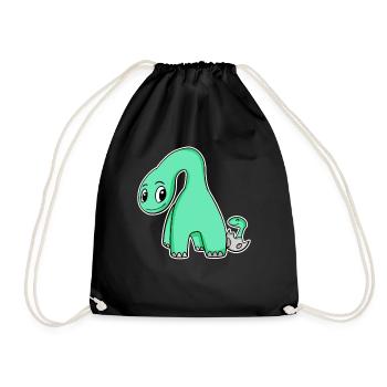Dinosaure avec bébé dinosaure - Motif Dino - Sac de sport léger - noir - Devant