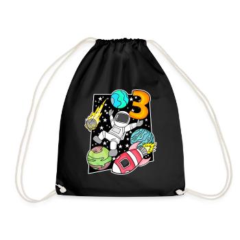 3 Anniversaire Garçon Astronaute - Sac de sport léger - noir - Devant