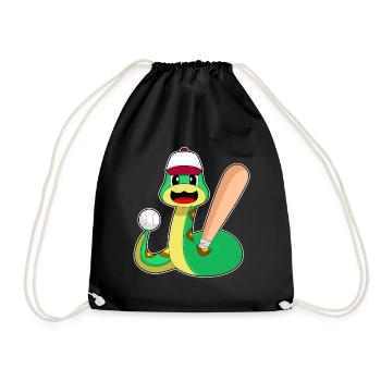 Schlange Baseball Baseballschläger Sport - Turnbeutel - Schwarz - Vorne
