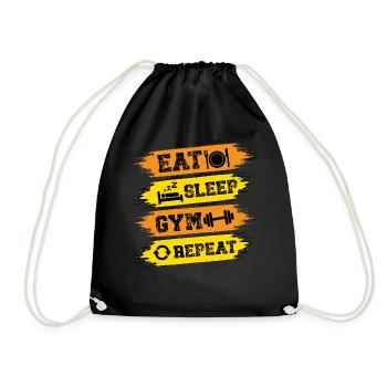 EAT SLEEP GYM REPEAT. Fitness, Sports, Training, - Drawstring Bag - black - Front