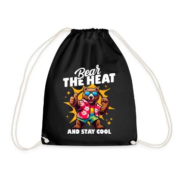 Cool bear with sunglasses and pun saying - Drawstring Bag - black - Front