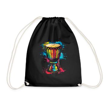 Djembe African Drums - Drawstring Bag - black - Front