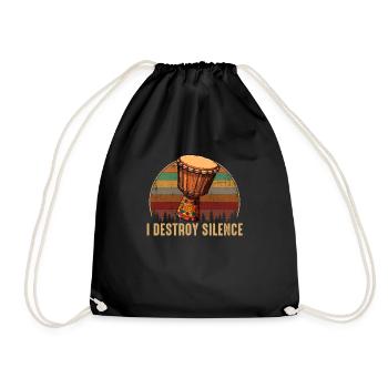 Djembe African Drums - Drawstring Bag - black - Front