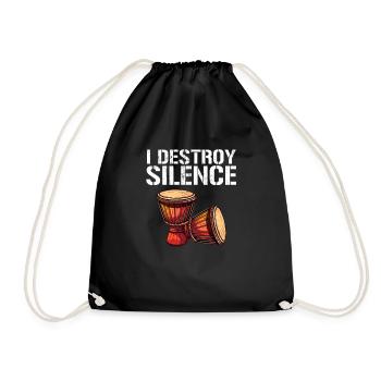 Djembe African Drums - Drawstring Bag - black - Front