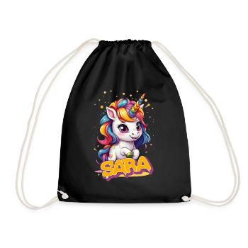 SARA - Beautiful girl name with cute unicorn - Drawstring Bag - black - Front