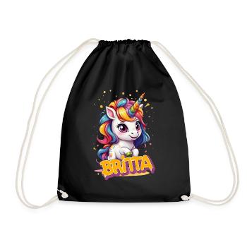 BRITTA - Beautiful girl name with cute unicorn - Drawstring Bag - black - Front