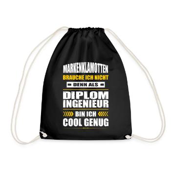 Markenklamotten Brauche Ich Nicht Diplom Ingenieur - Turnbeutel - Schwarz - Vorne
