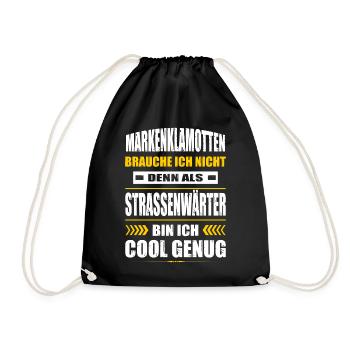 Markenklamotten Brauche Ich Nicht Strassenwärter - Turnbeutel - Schwarz - Vorne