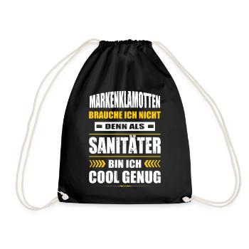 Markenklamotten Brauche Ich Nicht Sanitäter Sani - Turnbeutel - Schwarz - Vorne