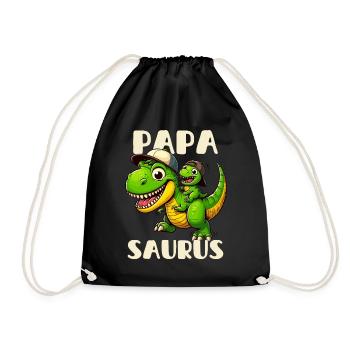Papa Saurus Father's Day T-Rex Dinosaur Family - Drawstring Bag - black - Front