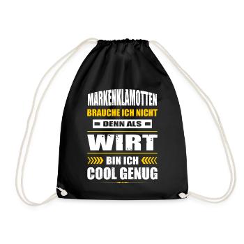 Markenklamotten Brauche Ich Nicht Wirt Gastwirt - Turnbeutel - Schwarz - Vorne