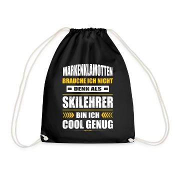 Markenklamotten Brauche Ich Nicht Skilehrer Ski - Turnbeutel - Schwarz - Vorne