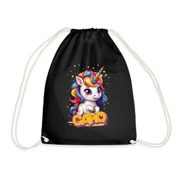 CARO - Beau nom de fille avec une jolie licorne - Sac de sport léger - noir - Devant