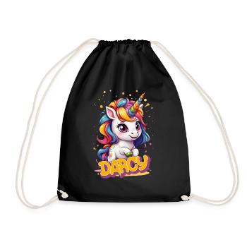 DARCY - Beautiful girl name with cute unicorn - Drawstring Bag - black - Front