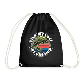 Walleye Fishing Fish My Love My Passion Fisherman - Drawstring Bag - black - Front