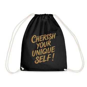 Cherish Your Unique Self Motivation - Drawstring Bag - black - Front