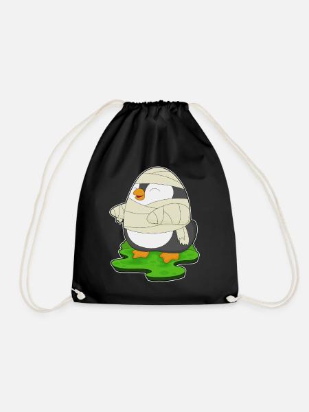 Pinguin Halloween Mumie - Turnbeutel - Schwarz