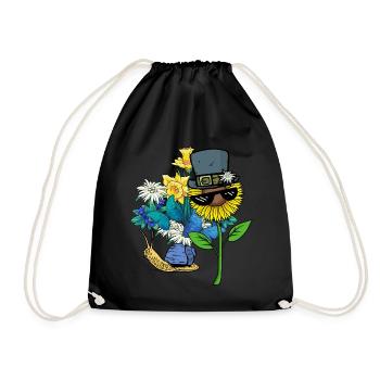 Snail, Snail Shell, Nature, Spring, Flowers - Drawstring Bag - black - Front