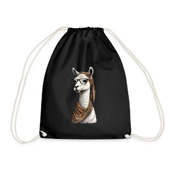 Llama Loving Mom Funny Alpaca Design - Drawstring Bag - black - Front