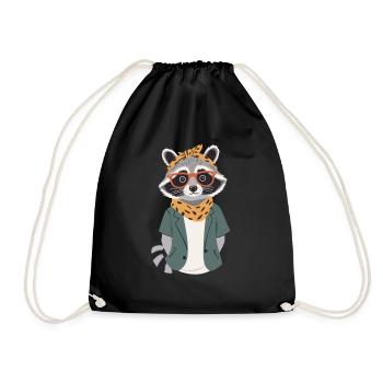 Maman raton laveur amant raton laveur fête des mères - Sac de sport léger - noir - Devant
