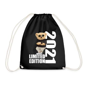 Limited Edition 2021 Bär Bären Geburtstag 2021 - Turnbeutel - Schwarz - Vorne